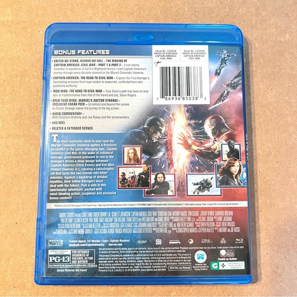 Blu-Ray Marvel CAPTAIN AMERICA: CIVIL WAR Movie Film - Picture 2 of 2